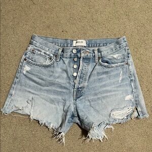 Agolde Blue Jean Shorts Distressed High-Waisted